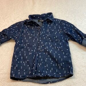 DKNY Cotton Button Down Shirt Navy 3T